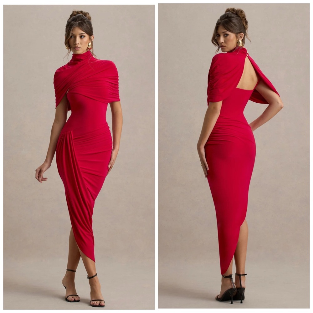 Club L London Red Draped Dress(Brand New with Tag)